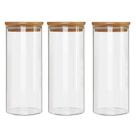 Kit 3 Potes Borossilicato Hermético Tampa Bambu 1800ml Class