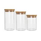 Kit 3 Potes Borossilicato Hermético Tampa Bambu Grandes