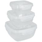 Kit 3 Potes C/ Tampa 400/800/1400ml Transparente Geladeira Comida Armazenamento Cozinha Micro-ondas Alimento - Rischioto