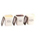 Kit 3 Potes Com Tampa Arroz Feijão e Farinha Altos Bege