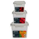 Kit 3 Potes Com Tampa e 4 Travas 700ml, 1,4L, 2,7L Quadrado Cinza