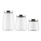 Kit 3 Potes Cônico Tampa Metalizada Plástico 3L, 2,1L e 1,2 Litros Biscoito Doces -