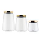 Kit 3 Potes Cônico Tampa Metalizada Plástico 3L, 2,1L e 1,2 Litros Biscoito Doces -