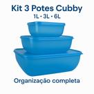 Kit 3 Potes Cubby 1L, 3L e 6L Freezer, Micro-ondas e BPA Free