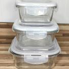 Kit 3 Potes de Vidro 3 Tamanhos Frezeer Forno Quadrado