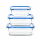 Kit 3 Potes De Vidro Borosilicato Marmita Hermético 370, 640ml, 1040ml
