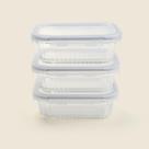 Kit 3 Potes de Vidro Borossilicato Canelado 640ml ACASA Hermético e Resistente