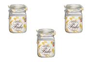 Kit 3 Potes de Vidro Hermético Original FIDO Terrina 1000 ml Ø 10,6 mm Multiuso