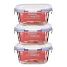 Kit 3 Potes De Vidro Quadrado Tampa Hermética Marmita 520ml