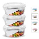 KIT 3 Potes de Vidro Redondo com Tampa Hermética 950ml