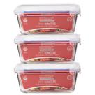 Kit 3 Potes De Vidro Retangular Tampa Hermética 1500ML