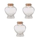 Kit 3 Potes De Vidros Formato Coração 75ml c/ Rolha