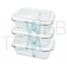 Kit 3 Potes Hermético Marmita de Vidro Retangular Com Divisória 1010ml Com Tampa BPA Free: Cozinha Organizada, Sustentabilidade e Alimentos Frescos