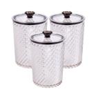 Kit 3 Potes Hermético Porta Mantimentos Café E Açúcar 1L Organizador Premium