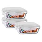 Kit 3 Potes Hermetico Vidro 1040ml Marmita Tampa 4 Travas
