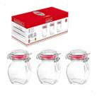 Kit 3 Potes Hermético Vidro Trava Inox 90ml Organizador Kit 3 Potes Hermético Vidro Trava Inox 90ml Organizador