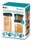 Kit 3 Potes Herméticos 150ml 350ml E 500ml Biscoito tempero Transparente COR Branco