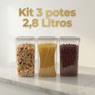 Kit 3 Potes Herméticos 2,8 Litro Tampa De Vedação Empilhável Cor Incolor Kit 3 Potes Herméticos 2,8 Litro Tampa De Vedação Empilhável Cor Incolor