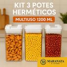 Kit 3 Potes Herméticos Acrílico 1200ml Com Tampa Vedação + 6 Colheres Adesivos Organização Cozinha Kit 3 Potes Herméticos Acrílico 1200ml Com Tampa Vedação + 6 Colheres Adesivos Organização Cozinha
