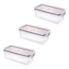 Kit 3 Potes Herméticos com Travas 890ml Plasútil Branco Versátil Modular Moderno Comida Conservação