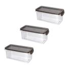 Kit 3 Potes Herméticos com Travas 890ml Plasútil Preto Empilhável Resistente Alimentos Prático Kit 3 Potes Herméticos com Travas 890ml Plasútil Preto Empilhável Resistente Alimentos Prático
