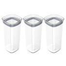 Kit 3 Potes Herméticos de Plástico 1,5L Ou Porta Mantimentos Condimentos Transparente