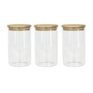 Kit 3 Potes Herméticos de Vidro com Tampa de Bambu 1000ml