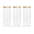 Kit 3 Potes Herméticos de Vidro com Tampa de Bambu 1500ml