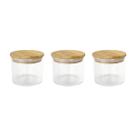 Kit 3 Potes Herméticos de Vidro com Tampa de Bambu 450ml