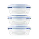 Kit 3 Potes Herméticos Marmita de Vidro 640ml