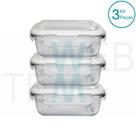 Kit 3 Potes Herméticos Marmita de Vidro Retangular 370ml Tampa BPA Free: Armazenar Alimento e Organização de Casa com Sustentabilidade e Praticidade