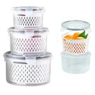 Kit 3 Potes Herméticos Plástico Transparente Com Cesto de Lavar Conservador Legumes Frutas e Verduras Kit 3 Potes Herméticos Plástico Transparente Com Cesto de Lavar Conservador Legumes Frutas e Verduras