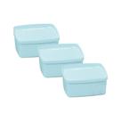 Kit 3 Potes Herméticos Tupperware Jeitosinho Aquamarine 400ml