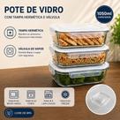 Kit 3 Potes Herméticos Vidro 1050ml Com Válvula Flashgoods Kit 3 Potes Herméticos Vidro 1050ml Com Válvula Flashgoods