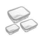 Kit 3 Potes Herméticos Vidro Borossilicato 370ml, 640ml E 1l