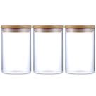 Kit 3 Potes Herméticos Vidro Tampa Bambu 15 x 10 cm 950ml
