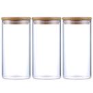 Kit 3 Potes Herméticos Vidro Tampa Bambu 20 x 10 cm 1400ml