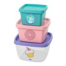 Kit 3 Potes Infantil Menino Menina Papinha Lanche Bpa Free -
