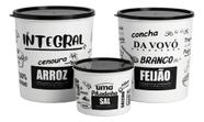 Kit 3 Potes Mantimento Arroz Feijao Saleiro Tampa Hermetica Kit 3 Potes Mantimento Arroz Feijao Saleiro Tampa Hermetica