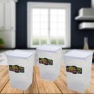 Kit 3 Potes Mantimento Herméticos 1kg Alimento Tampa e Trava Empilhável de 1,5 Litros Tampa Branca 18cm Açúcar Feijão Sa