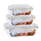 Kit 3 Potes Marmita Fit Tampa Retangular 370ml+640ml+1040ml