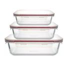 Kit 3 Potes Marmita Vidro Hermético Com Travas Vermelho