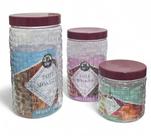Kit 3 Potes Mosaico Cristal Porta Mantimentos Doces P M G