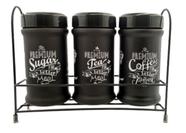 Kit 3 Potes Multiuso cozinha Especiarias Gourmet com suporte