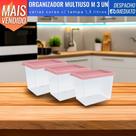 Kit 3 Potes Organizadores Multiuso Porta Mantimentos 1,3L Plástico Com Tampa Uz