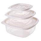 Kit 3 Potes Para Alimentos Quadrado 2L, 1L e 400Ml Multiuso