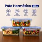 Kit 3 Potes Para Alimentos Quality House 640 Ml Hermético