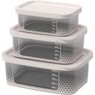 Kit 3 Potes Para Alimentos Transp. Retangular P/M/G C/ Tampa