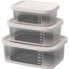 Kit 3 Potes Para Alimentos Transp. Retangular P/M/G C/ Tampa
