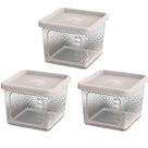 Kit 3 Potes Para Alimentos Transparente Prisma 430Ml C/Tampa